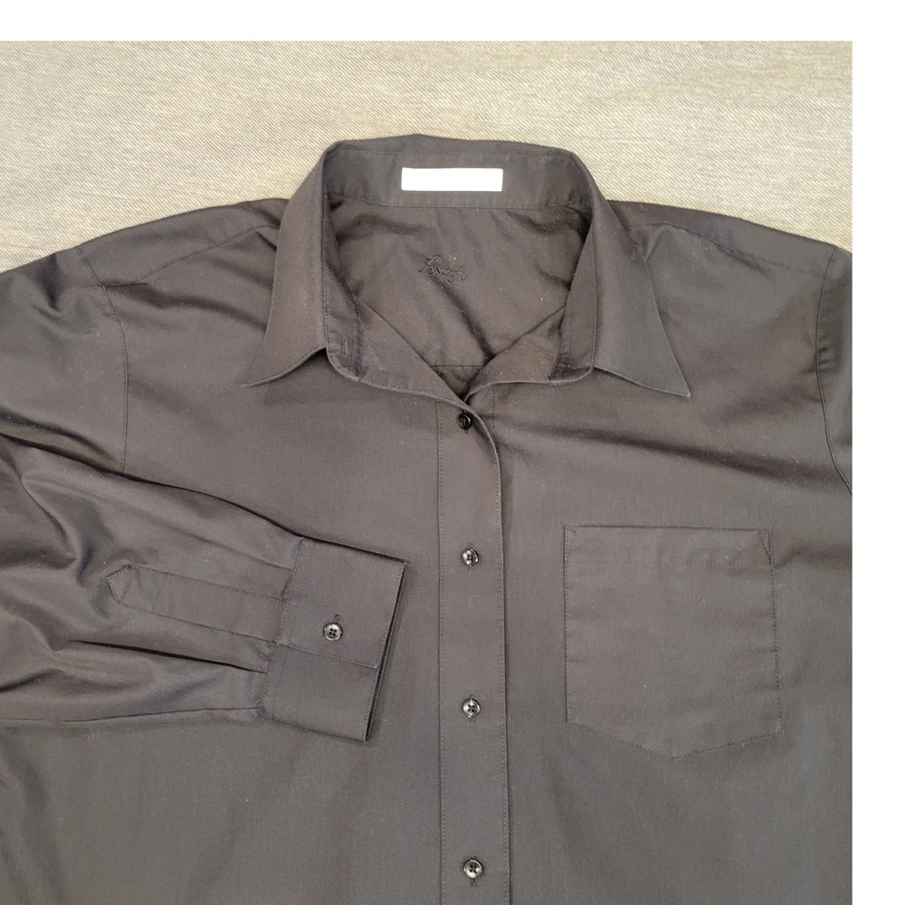 Foxcroft Womens Black Wrinkle Free Button Down Shirt Long Sleeve Size 16
